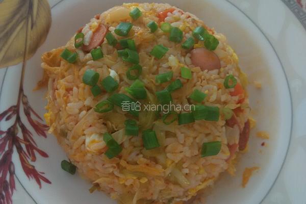 辣白菜炒饭的做法图解7