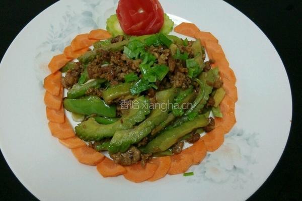虾仁肉末炒苦瓜的做法图解8