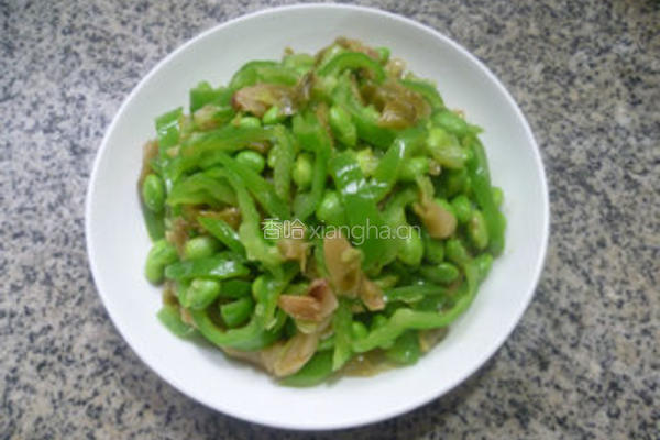 青椒榨菜炒毛豆的做法图解12