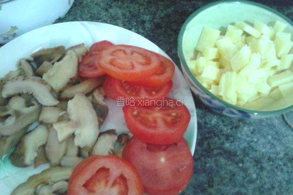 素食花菇披萨的做法图解2