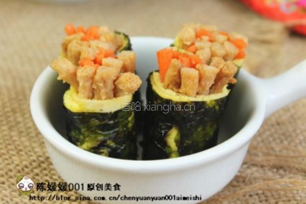 大豆蛋白丝海苔卷的做法图解6