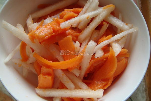 梨丝拌木瓜的做法图解9