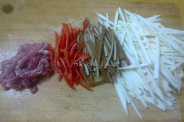 茭白香干炒肉丝的做法图解1