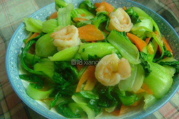 虾仁油菜心的做法图解4