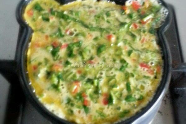 香菜辣椒鸡蛋饼的做法图解3