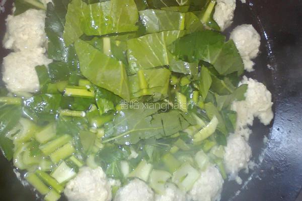 青菜斩肉汤的做法图解4