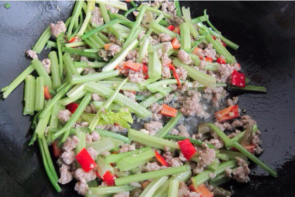 毛芹炒肉末的做法图解9