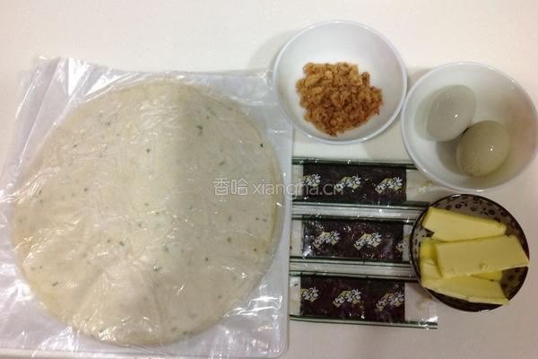 海苔肉松起司蛋饼的做法图解1