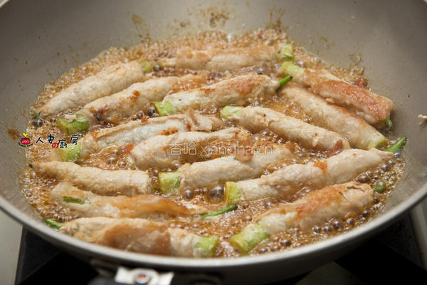 秋葵烧肉卷的做法图解4