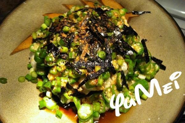 秋葵山药冷豆腐