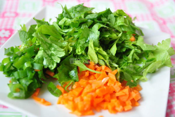海苔芹菜叶煎饼的做法图解1