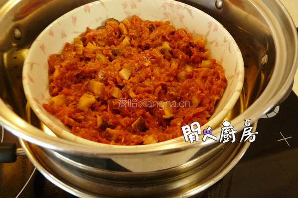 冬菇土鱿蒸肉饼的做法图解3