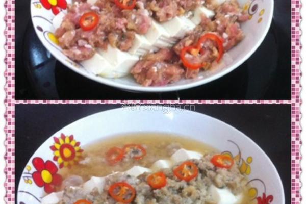 冬菜肉碎蒸豆腐的做法图解2
