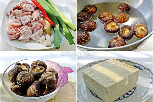 冬菇鸡肉豆腐煲的做法图解1