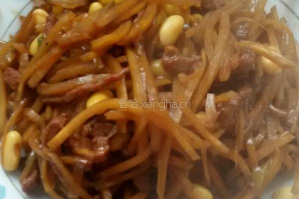 肉丝炒芥菜疙瘩。