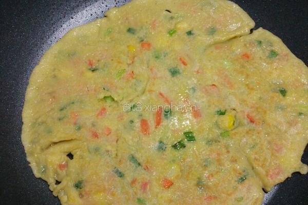 玉米胡萝卜鸡蛋饼的做法图解9