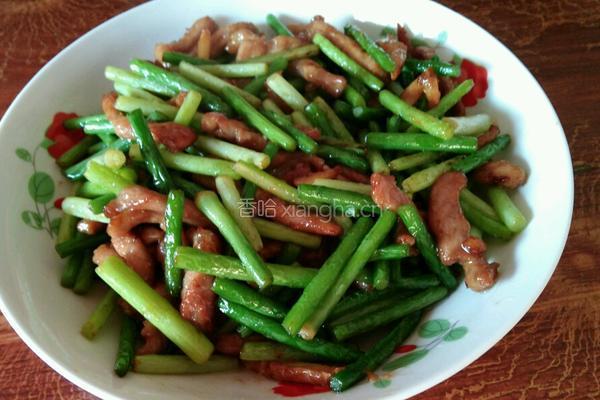 肉丝炒蒜台的做法图解3