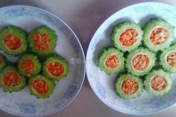 胡萝卜瘦肉酿苦瓜的做法图解6