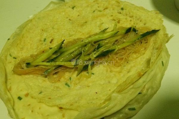 香葱鸡蛋煎饼卷凉拌菜