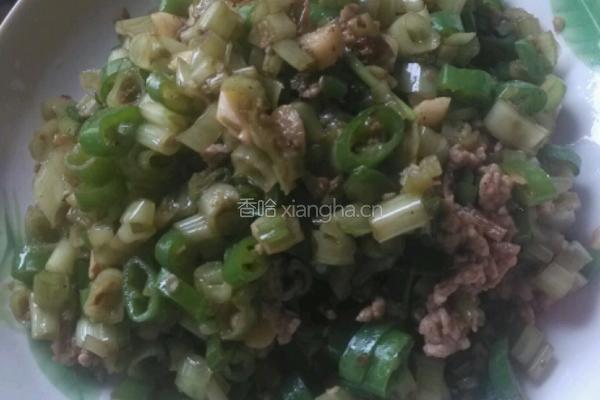 空心菜梗炒辣椒肉末的做法图解8