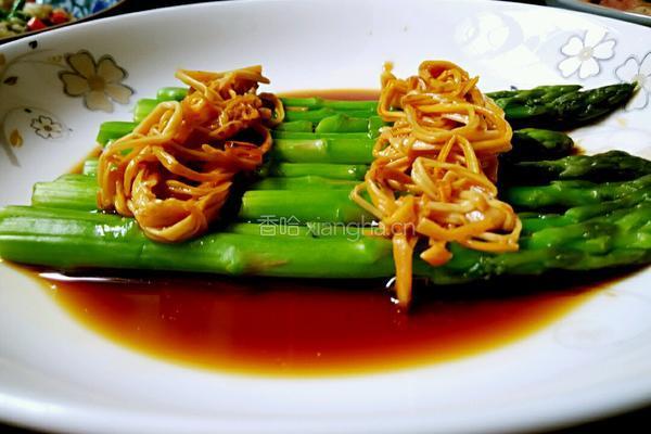 凉拌芦笋金针菇的做法图解5