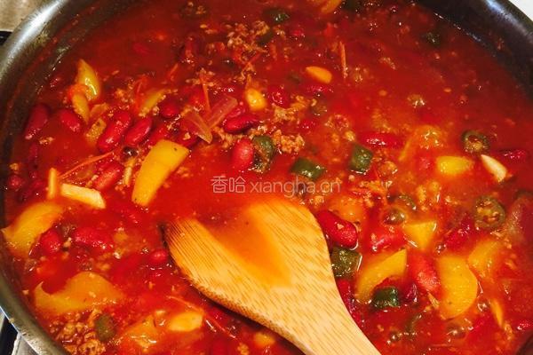 墨西哥著名的辣椒牛肉酱汤的做法图解5