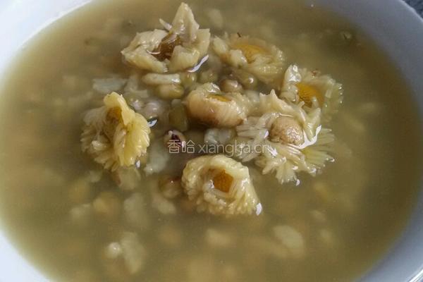 菊花绿豆粥。的做法图解8