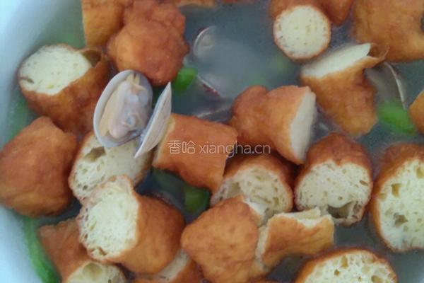 花蛤丝瓜油条汤圆的做法图解4