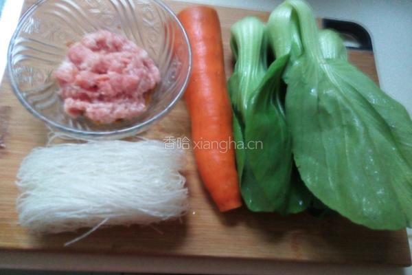 油菜肉丸粉丝汤的做法图解1