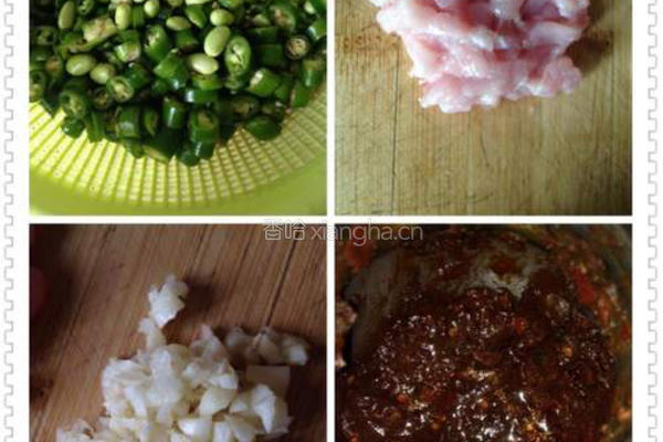 酱烧毛豆肉丝的做法图解1