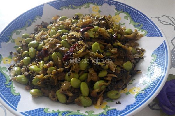 雪菜炒毛豆的做法图解7