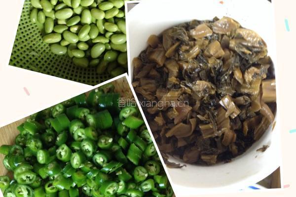 雪菜毛豆肉丝的做法图解1