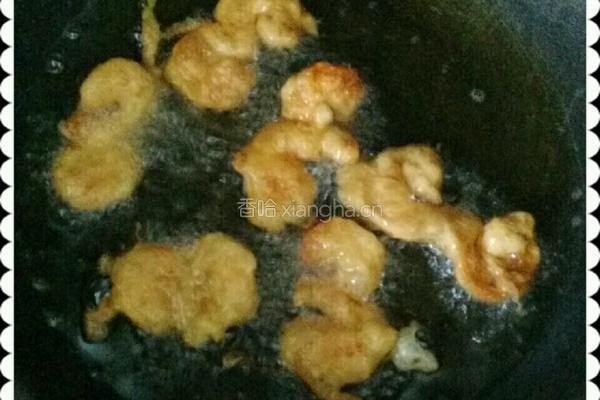 扒油菜炸虾肉的做法图解4