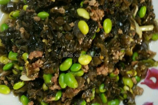 雪里蕻炒肉末毛豆的做法图解6