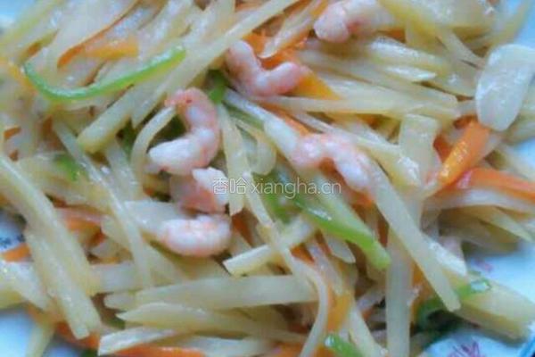 土豆丝炒虾仁的做法图解1