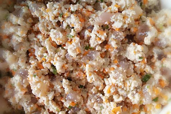 豆腐虾仁饼的做法图解4