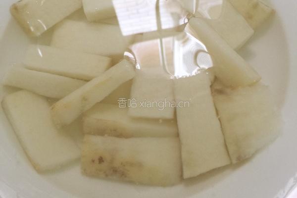 蒜香芦笋炒山药的做法图解4