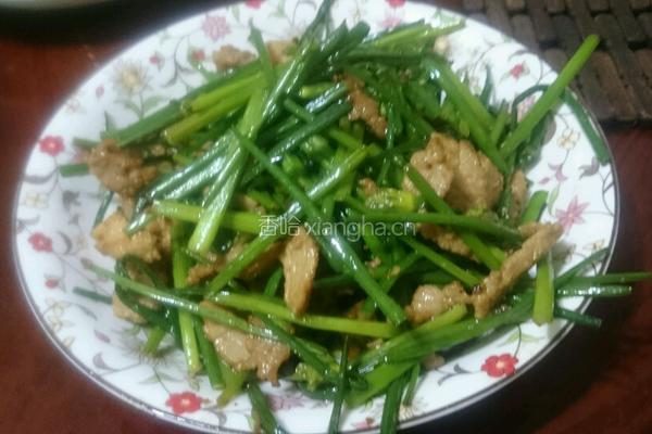 韭菜花炒肉的做法图解4