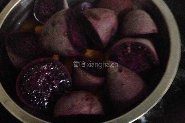 南瓜紫薯饼的做法图解2