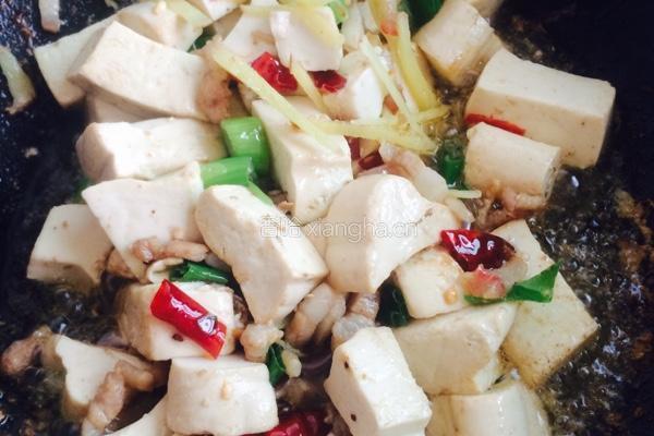 肉丝菜苔烧豆腐的做法图解7