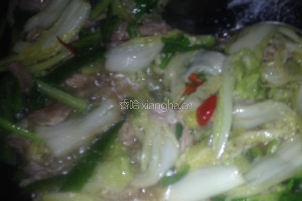 肉片辣椒白菜叶的做法图解6