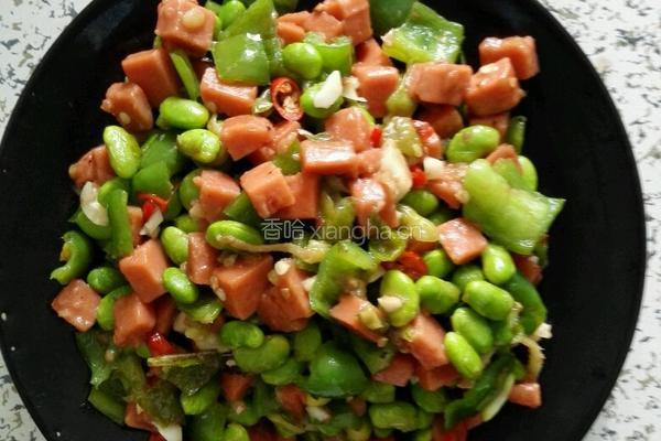 火腿肠炒毛豆米的做法图解4