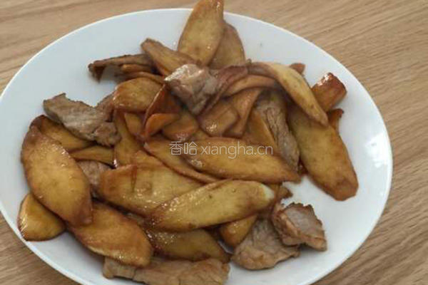 茭白笋炒肉片的做法图解6