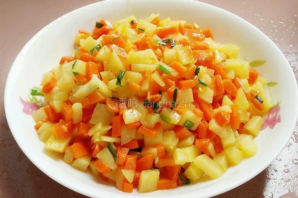 香葱土豆胡萝卜丁的做法图解8