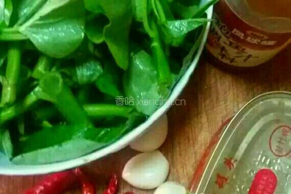 豆豉鲮鱼炒空心菜的做法图解1