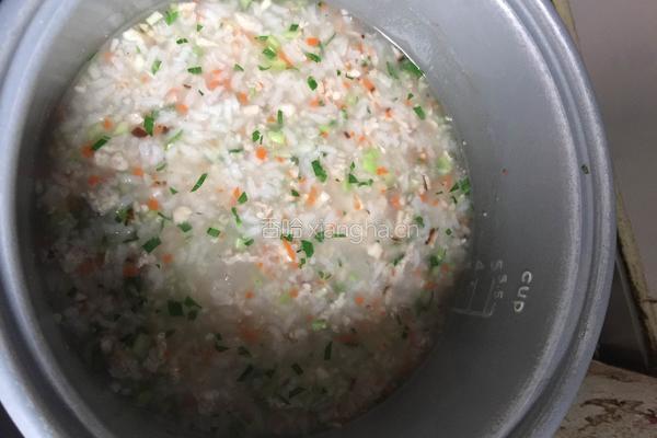 香菇油菜瘦肉粥的做法图解4