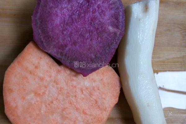 黄心红心薯淮山糖水的做法图解1