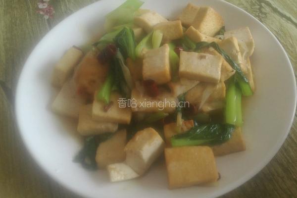家常油菜烧豆腐的做法图解5