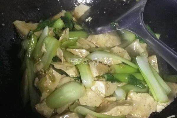 油菜烧豆腐的做法图解7