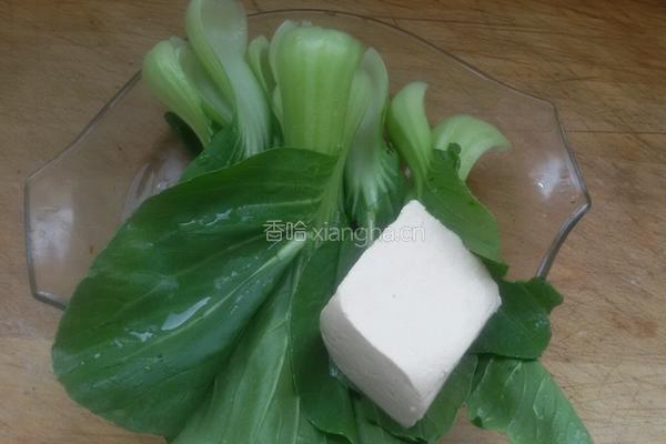 油菜烧豆腐的做法图解1